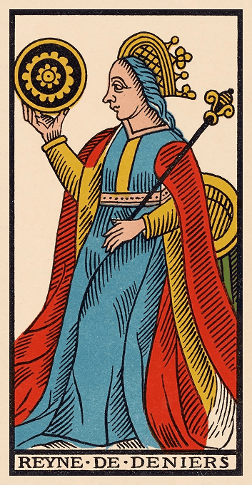 The Queen of Pentacles — Marseille version