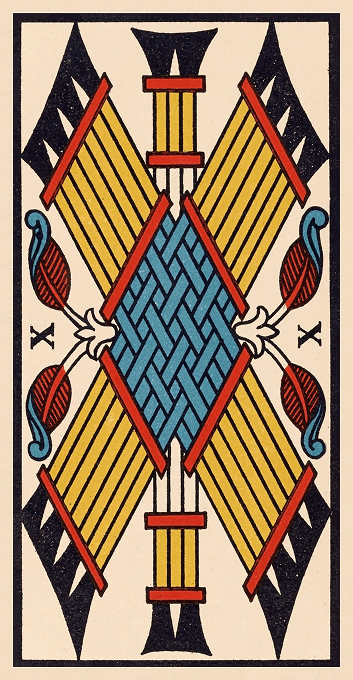 The Ten of Wands — Marseille version