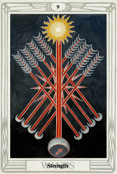 The Nine of Wands — Thoth version