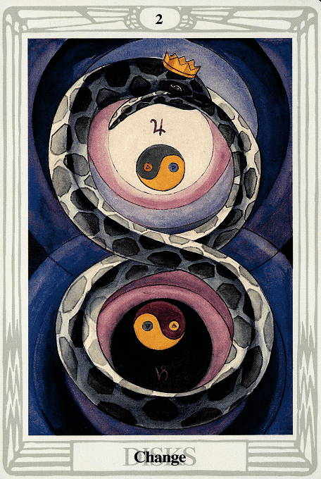 The Two of Pentacles — Thoth version